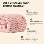 JUANNAI Handmade Chunky Knit Cotton Throw Blanket