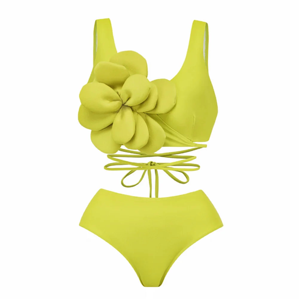 2023 New Arrival Push Up Women Bikini Set Floral Printed Ruffle Bikinis Strappy Bandage Swimwear Brazilian Biquini Bathing Suit SS69
