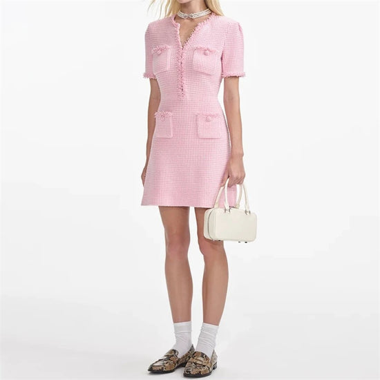 Spring/summer new Y2K high quality wool blend knit skirt Fashion commute front pocket fashion workwear knee length A-line skirt - SS69 