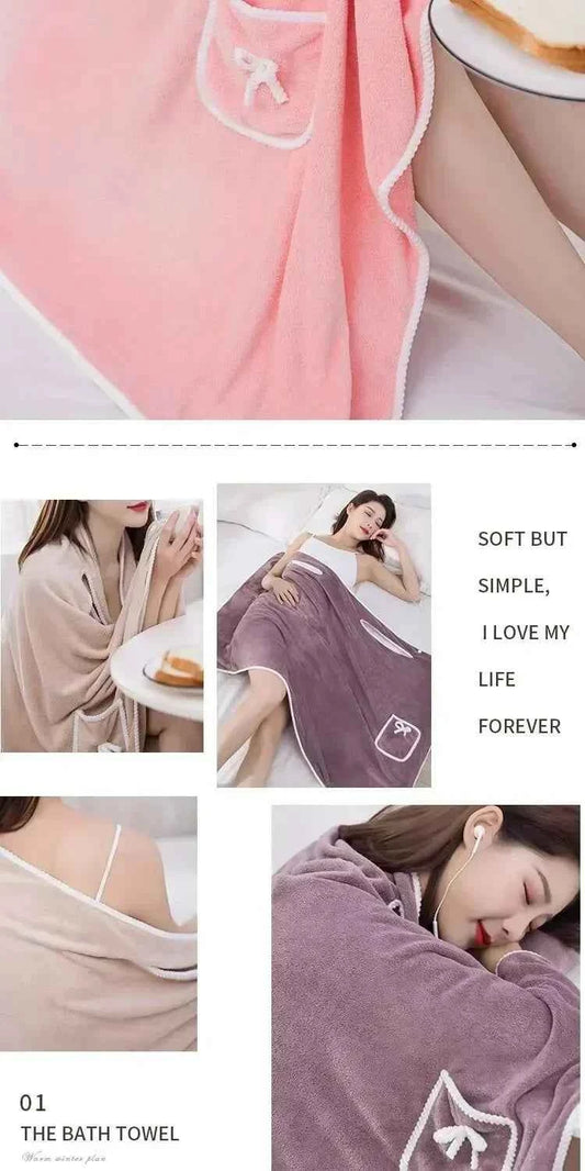 Womens Bath Towels Girls Wearable 140*85Cm Fast Drying Bathing Beach Spa Bathrobes Wash Clothing, Shower Bath And Gym Towel