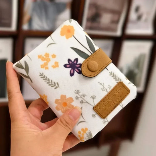 ISKYBOBCN Floral Print Short PU Leather Wallet with Zipper and Hasp Closure