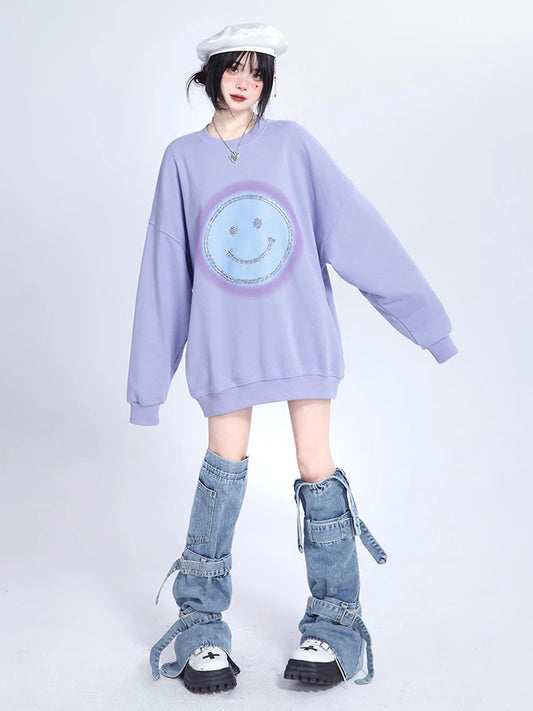 SS69 Y2k Denim Leg Warmers with Adjustable Buckle Straps Knee-High Gaiters