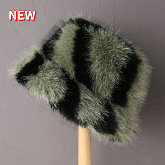 2025 Fluffy Faux Fur Bucket Hats Women Rabbit Fur Warm Thick Plush Winter Hat Lady Fashion Luxury Panama Furry Fisherman Cap Y2k