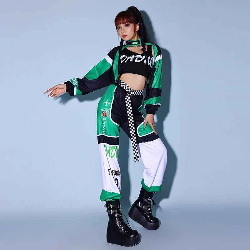 2026 Green K-POP Dancing Clothes For Women Group Song Playing Clothing Hip Pop Jazz Dance Costumes Nightclub DJ Stage Set XH1818