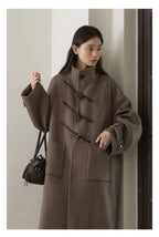 CHIC VEN Women Long Woolen Coats Single Breasted Loose Stand Collar Cow Horn Buttoned Office Ladies Overcoat Autumn Winter 2026