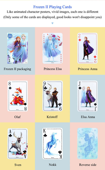 54Pcs/Box Disney Paper Playing Cards Mickey Avengers Frozen Anime Poker Cards Child Adult Desktop Games Toys - SS69