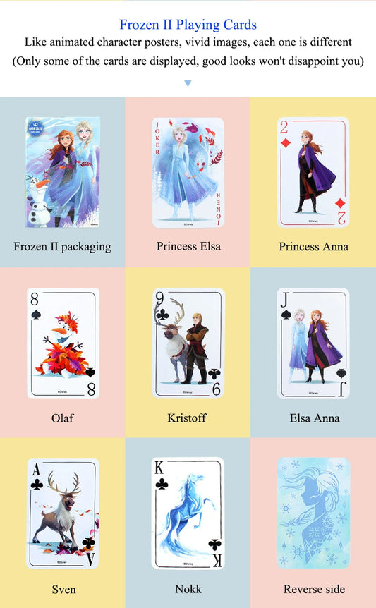 54Pcs/Box Disney Paper Playing Cards Mickey Avengers Frozen Anime Poker Cards Child Adult Desktop Games Toys - SS69