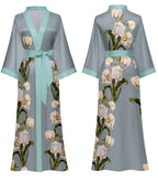 Women's Long Silk Satin Kimono Robe - Lightweight & Soft