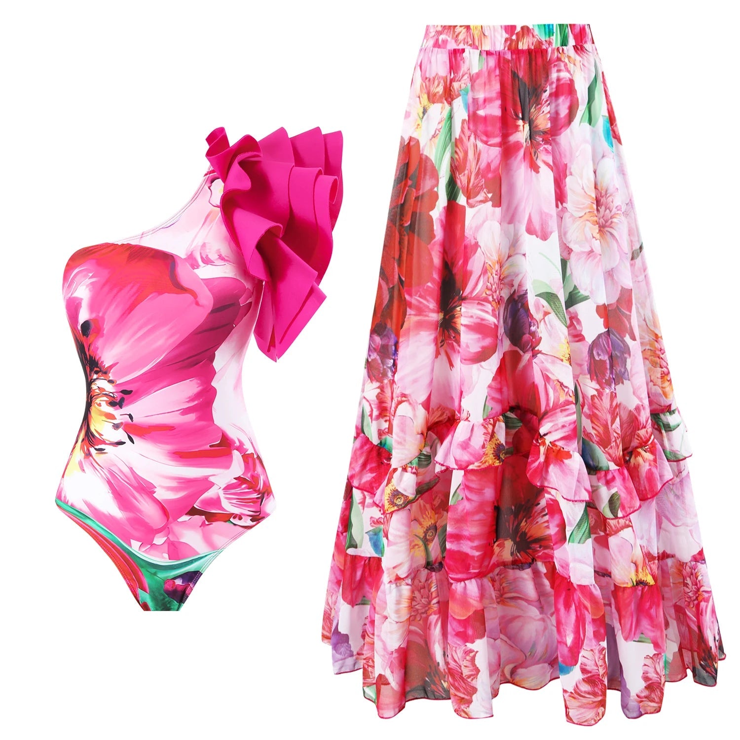 2023 New Arrival Push Up Women Bikini Set Floral Printed Ruffle Bikinis Strappy Bandage Swimwear Brazilian Biquini Bathing Suit SS69 32.69 YQW24009P3 / M