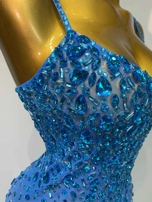 Luxury Rhinestones Sexy Mesh See Through Bodycon Dress Women Birthday Evening Cocktail party Gown Red Carpet Club Stage Outfit