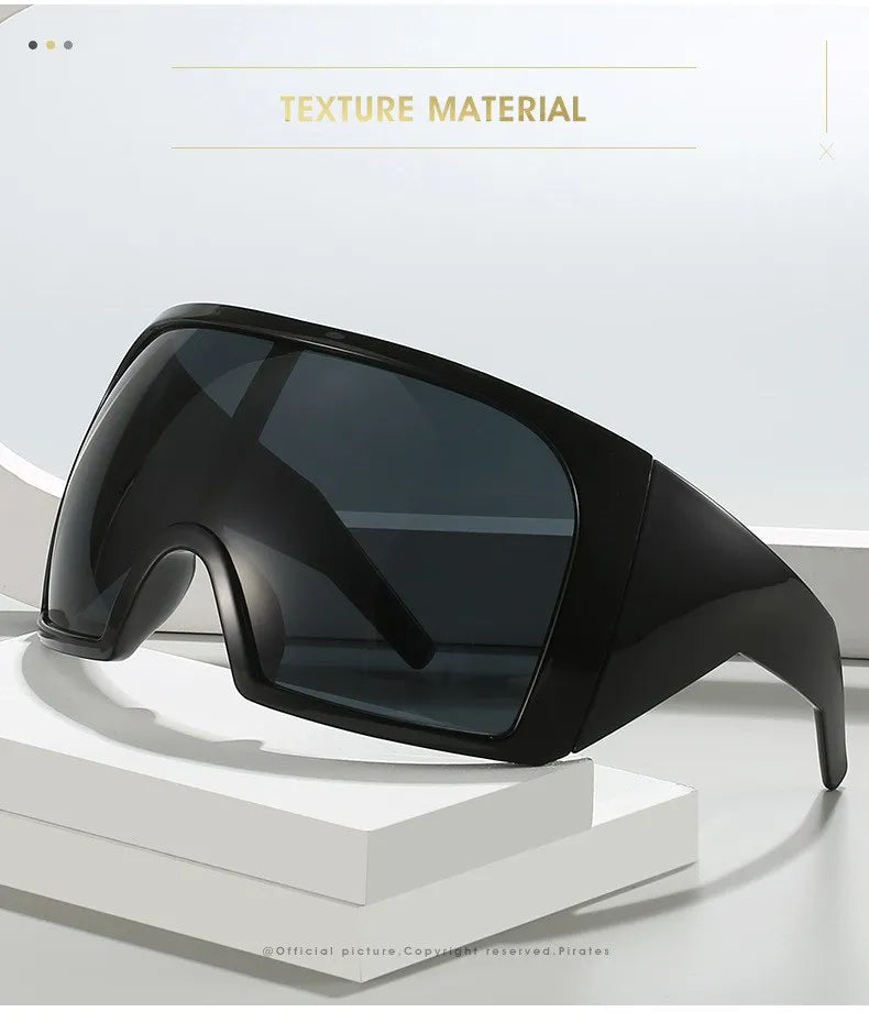 Oversized Punk Shield Sunglasses Women Men Big Frame 2024 Luxury Brand Steampunk Mask Sun Glasses For Ladies Sports Goggle UV400 SS69