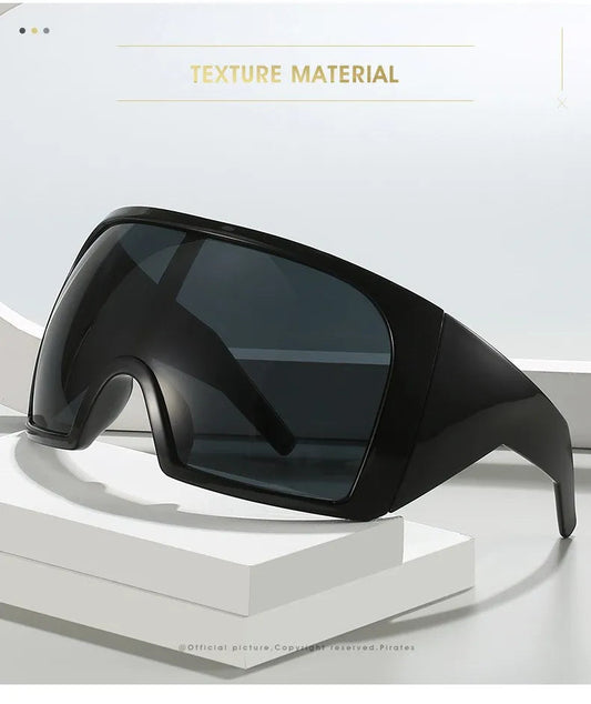 Oversized Punk Shield Sunglasses Women Men Big Frame 2024 Luxury Brand Steampunk Mask Sun Glasses For Ladies Sports Goggle UV400 SS69