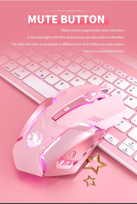 Gaming Mute Rechargeable Mouse 2.4GWireless Pink USB  RGB Gamer Ergonomic Mice Optical Office Computer Mouse for IOS Android SS69