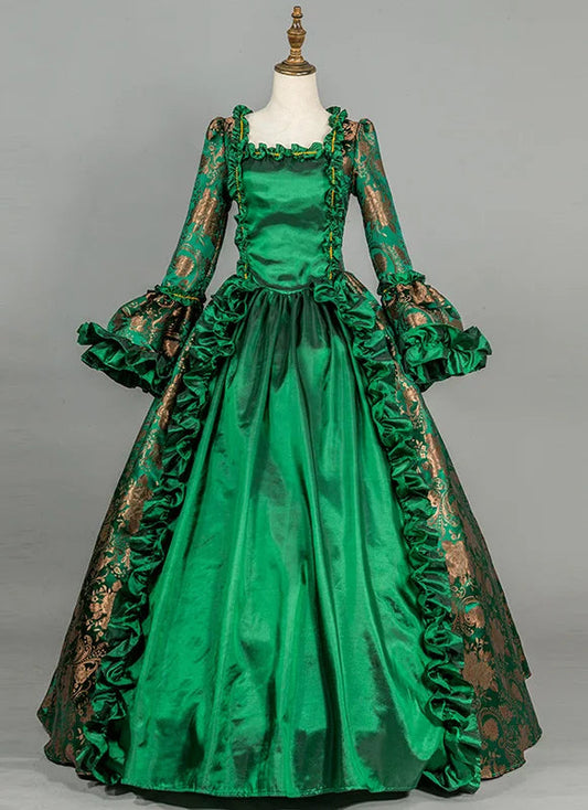 Victorian Masquerade Dresses for Women, Renaissance Dress, 18th Century, Baroque Rococo Marie Antoinette, Historical Clothing SS69 171.69 Green Brocade / XXXL
