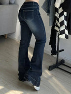 Kalevest Y2K High Street Low Rise Jeans Blue Women Pants Bootcut  Pockets Jeans Streetwear Low Waist Jeans Wide Leg Pants SS69