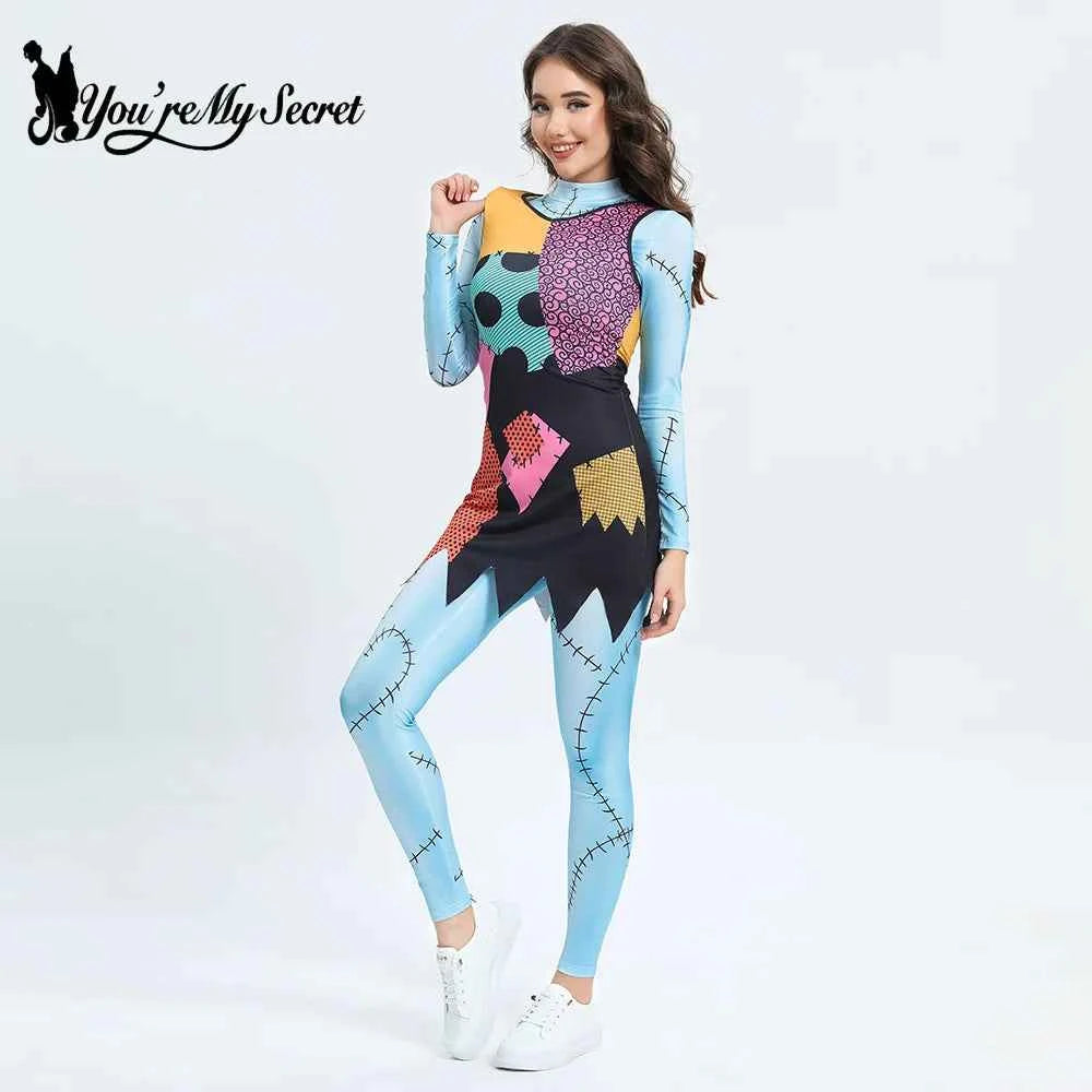 [You're My Secret] Nightmare Christmas Sally Cosplay Costumes Sets Disguise Jumpsuits Carnival Party Zenti Bodysuit Oufits