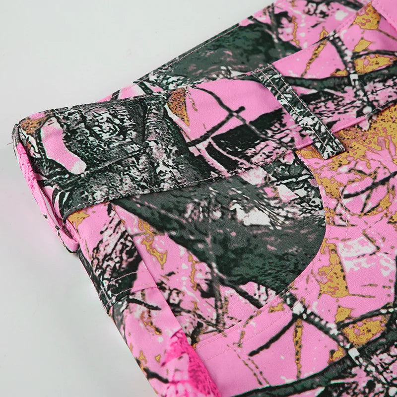 Women's new branch small camo high waisted bell bottoms Spice Girl street personality fashion casual pants SS69