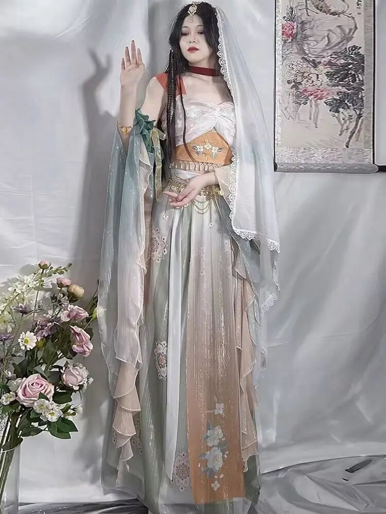 Ancient Chinese Hanfu Dress Women Halloween Princess Loulan Dunhuang Feitian Cosplay Costume Dance Dress Party Outfit Hanfu Sets SS69