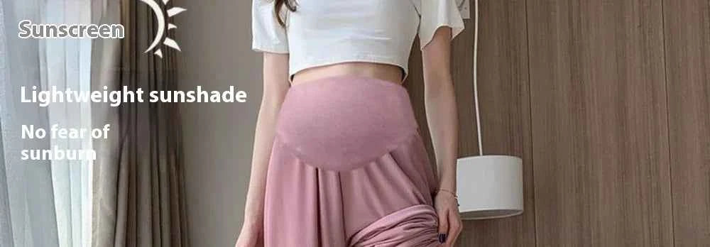 Summer Women's Maternity with Pockets Large Size Maternity Trousers Outside Wearing Thin Section of Ice Silk Draped Wide-Legged