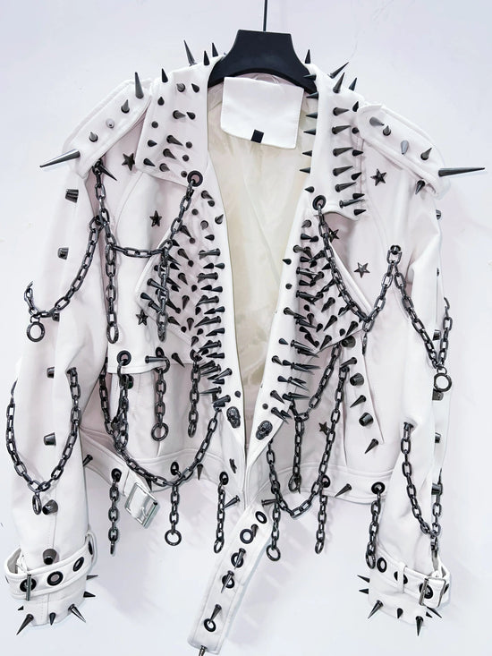 vintage Leather  y2k  Jacket Skull Jacket Punk Jacket  gothic Leather gothic clothes y2k fashion y2k clothes  harajuku Jacket SS69