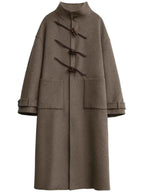 CHIC VEN Women Long Woolen Coats Single Breasted Loose Stand Collar Cow Horn Buttoned Office Ladies Overcoat Autumn Winter 2026