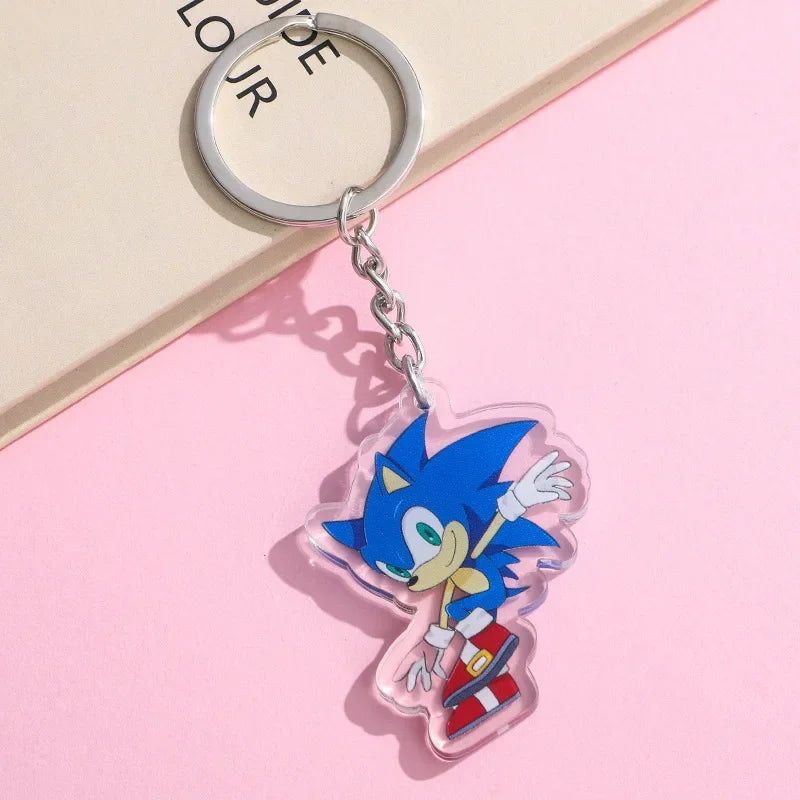 6pcs Sonic The Hedgehog Cosplay Acrylic Keychain Cartoon Anime Cute Backpack Pendant Decoration Kawaii Car Keyring Kids Toy Gift SS69