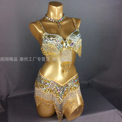 Sexy Girl Belly Dance Costume Wear Bar+Belt 2pc Set 10 Colors Ladies Bellydancing Costumes Bellydance Clothes
