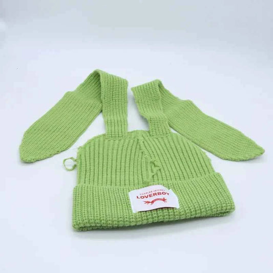 Long fox Ears Knitted Hat Men Women Rabbit Ear Warm Crochet Beanies Kpop Hip Hop Hat Winter Skullies Cap Y2k Christmas Gifty