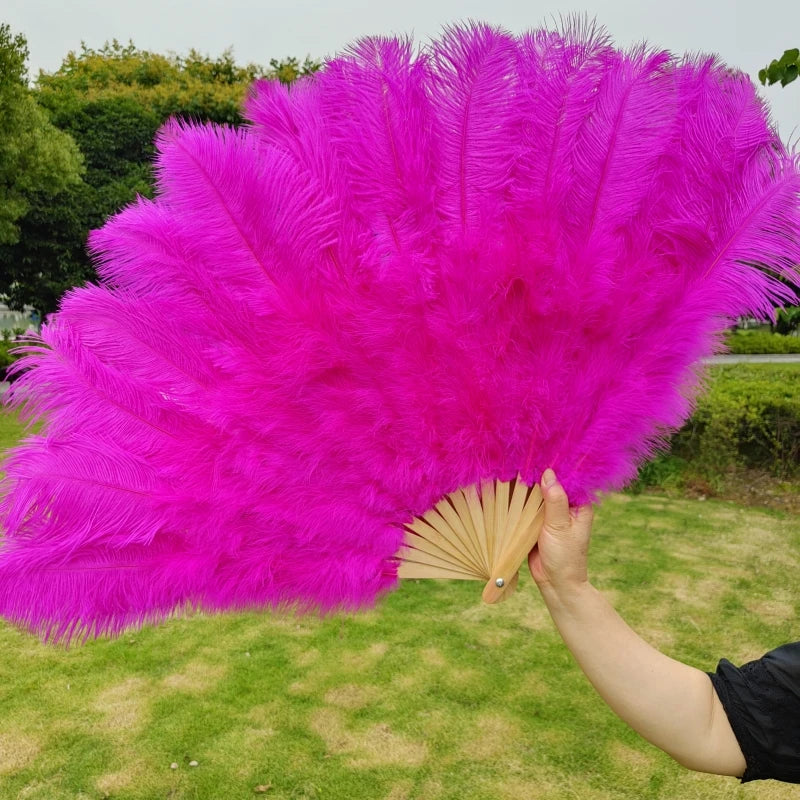 Large Ostrich Feather Fan 130cm - Carnival & Stage Performance