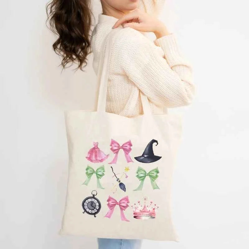 Wicked The Musical Canvas Tote Bag Glinda Elphaba Inspired Musical Lover Gifts Shopping Bag Musical Theater Fans Gift Handbag