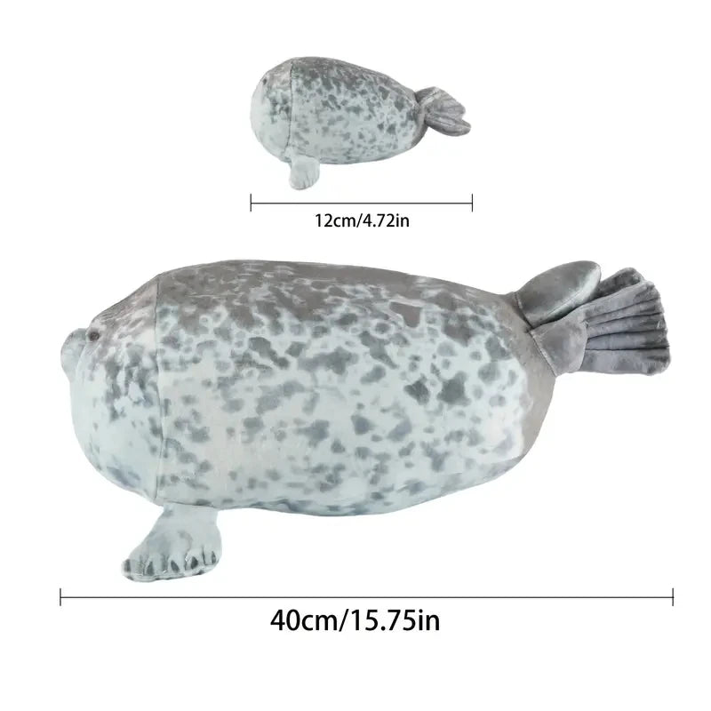 40cm Mother and Baby Seal Plush Toy Set - Soft Grey Stuffed Animal