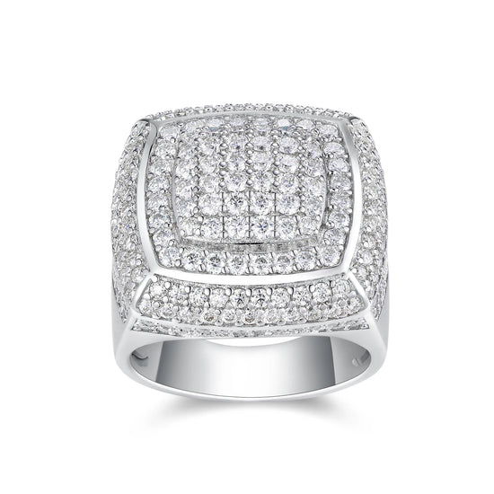 JIUZUAN Full Moissanite Ring Round Pave 925 Silver 18K Gold Plated Hip Hop Style Jewelry Gift Comes with GRA Certificate SS69 131.69 925 Silver / D Colour / 10