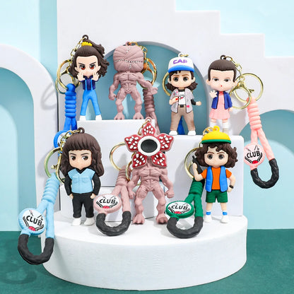 2026 New Fashion Bag Accessories The Horror TV Keychain Mike Will Demogorgon With Strings Rope For Female Children Birthday Gift