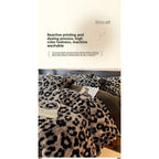 Leopard Print Plush Quilt Cover Set - Warm Coral Fleece