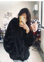 Nerazzurri Women's Faux Fur Coat with Hood - Warm & Fluffy