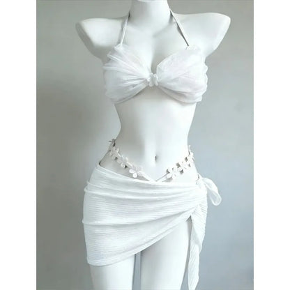 YUNZHAOLUCN Women's High Waist 4-Piece Bikini Set Solid Polyester Swimwear