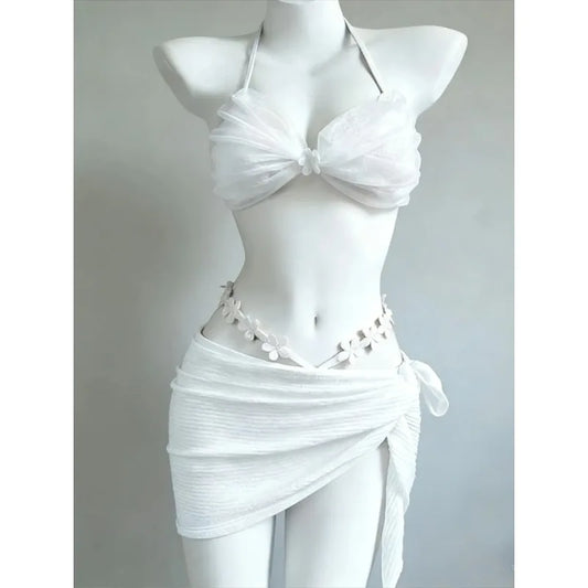 YUNZHAOLUCN Women's High Waist 4-Piece Bikini Set Solid Polyester Swimwear