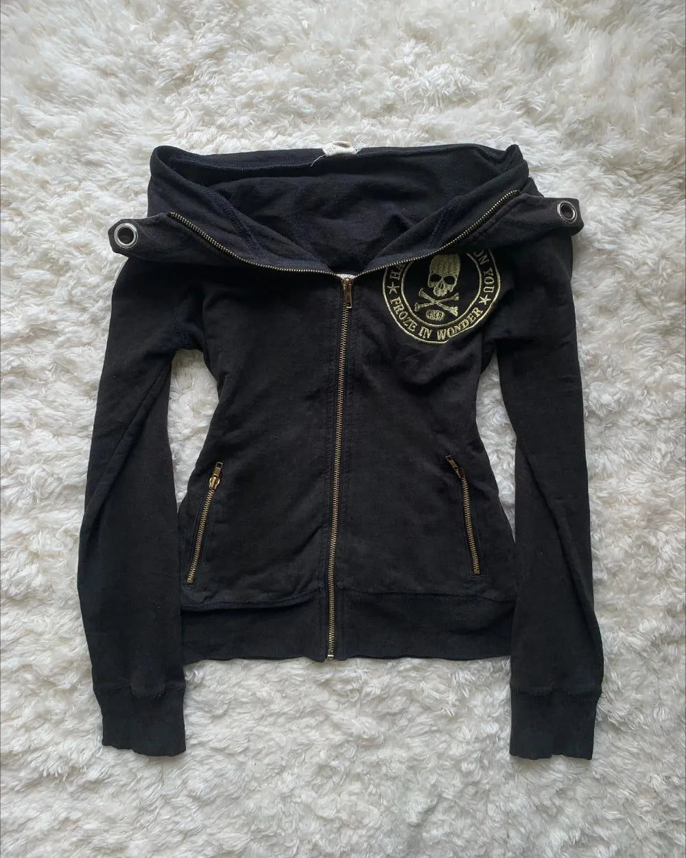Y2K Retro Army Green Zipper Jacket Women Harajuku Sexy Slim Fit Denim Jacket Autumn Winter Short Stand Collar Coat Goth Clothing
