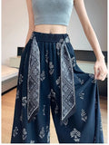 Women's Floral Print Wide Leg Pants - High Waist Casual Trousers