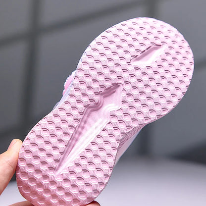 Disney Children's Luminous LED Sneakers Cartoon Pony Outdoor Shoes Girls' Cute Night Light Shoes Mesh Breathable on-slip Shoes