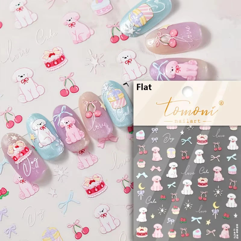 Cute Jelly Pink Cat Paw Print Nail Sticker Kawaii Pink Black Cat Claw 5D Embossed Self-Adhesive Nail Art Sticker Nail Art Decal SS69 7.69 TO4171