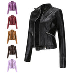 2025 Steampunk Rock Rivet Women's Leather Jacket Slim Short Streetwear Gothic Embroidery PU Leather Locomotive Coat Femme SS69