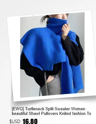 [EWQ] Vintage Long Sleeve Denim Pockets Patchwork V-Neck Orange-red Sweater Loose Tops Old Designs Women Pullover Knitted 6U1329 SS69