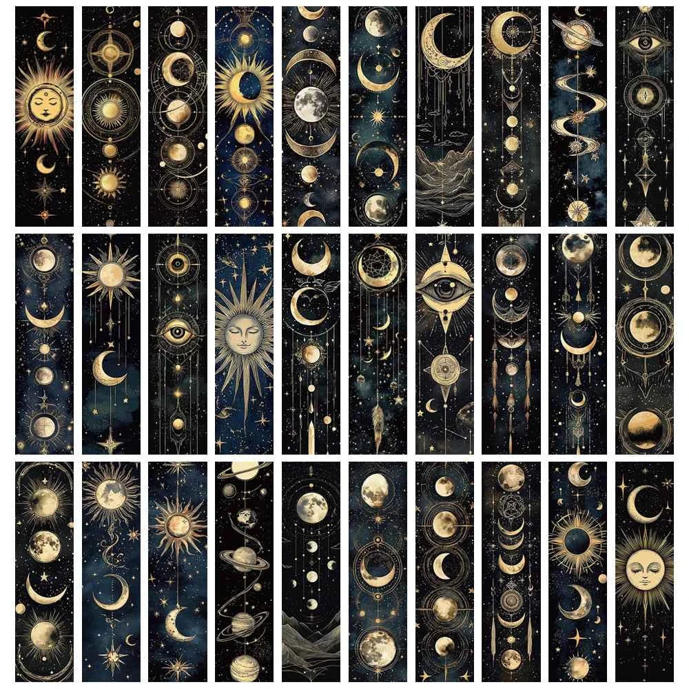 30PCS Mysterious Celestial Body Bookmarks Vintage DIY Page Reading Book Art Stationery Landscape Gift Creative Cards Bookmark