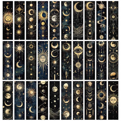 30PCS Mysterious Celestial Body Bookmarks Vintage DIY Page Reading Book Art Stationery Landscape Gift Creative Cards Bookmark