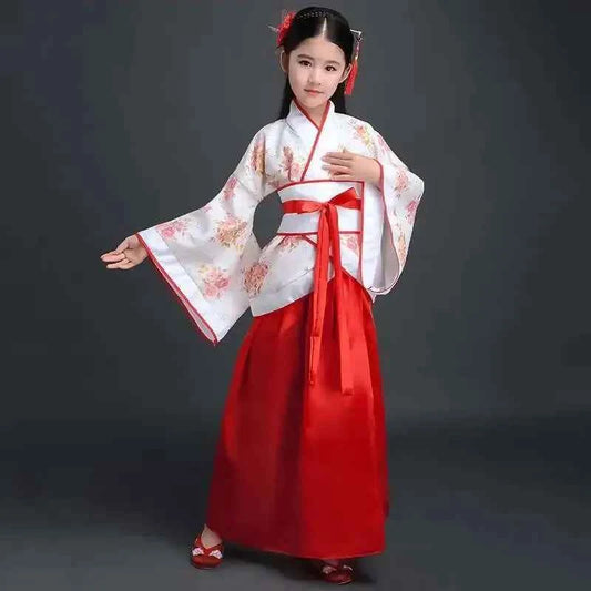 Costume Girls Children Kimono Traditional Vintage Ethnic Fan Students Chorus Dance Costume Japanese Yukata Kimono Style