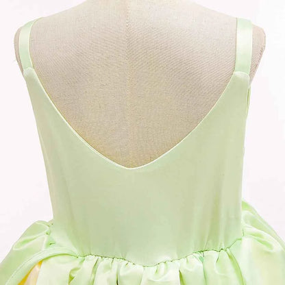2024 Fancy Princess and Frog Story Cosplay Kid Princess Ball Gown off Shoulder Tiana Deluxe Royal Frock Girls Prom Party Costume