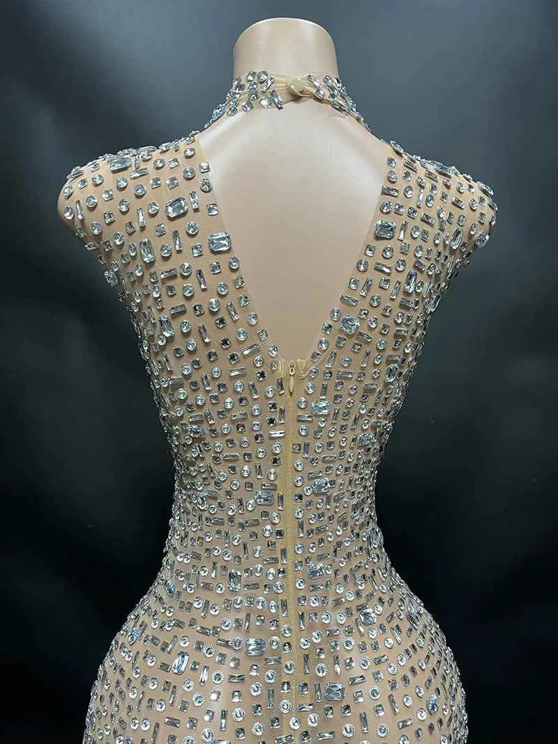 Elegant Luxury Crystal Party Dress Birthday Celebration Dress Bride Diamond Long Prom Dress Mother Formal Grand Party Dress