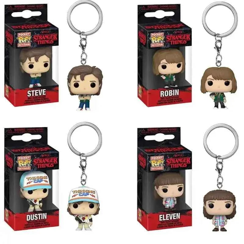 Funko Pop Pocket Pop Keychain Stranger Things Eleven Robin Barb Steve Dustin Key Ring Chain Model Toy Adults Children Gift Toys
