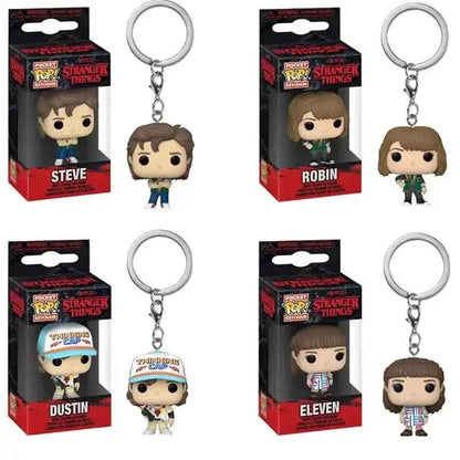 Funko Pop Pocket Pop Keychain Stranger Things Eleven Robin Barb Steve Dustin Key Ring Chain Model Toy Adults Children Gift Toys